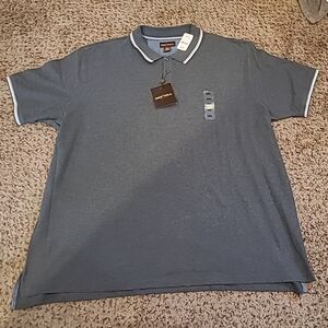 Oak Hill Big And Tall Men's Shirt Size 5X Grey  3 Button collared  Shirt
